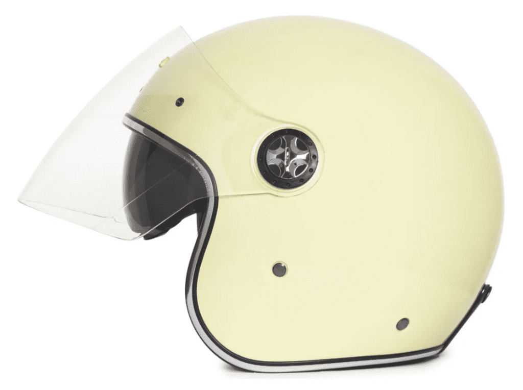 Capacete de motocicleta creme com viseira transparente